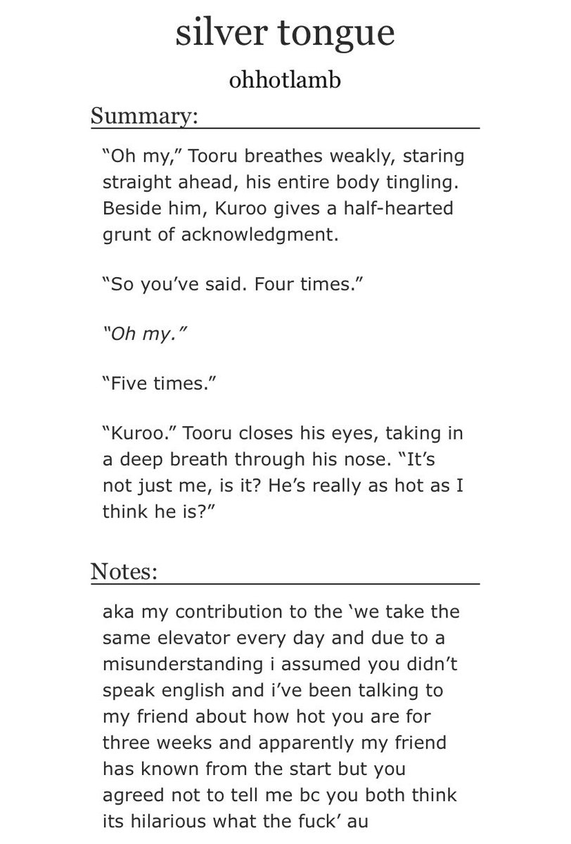 oikawa is a thirsty ass hoe for a one iwaizumi hajime. read the notes for the premise, honestly not much else to sayTHIS IS BASICALLY ALL SMUT SO BE WARNED. i actually died laughing though and smut was defs worth here.  https://archiveofourown.org/works/7128887#bookmark-form