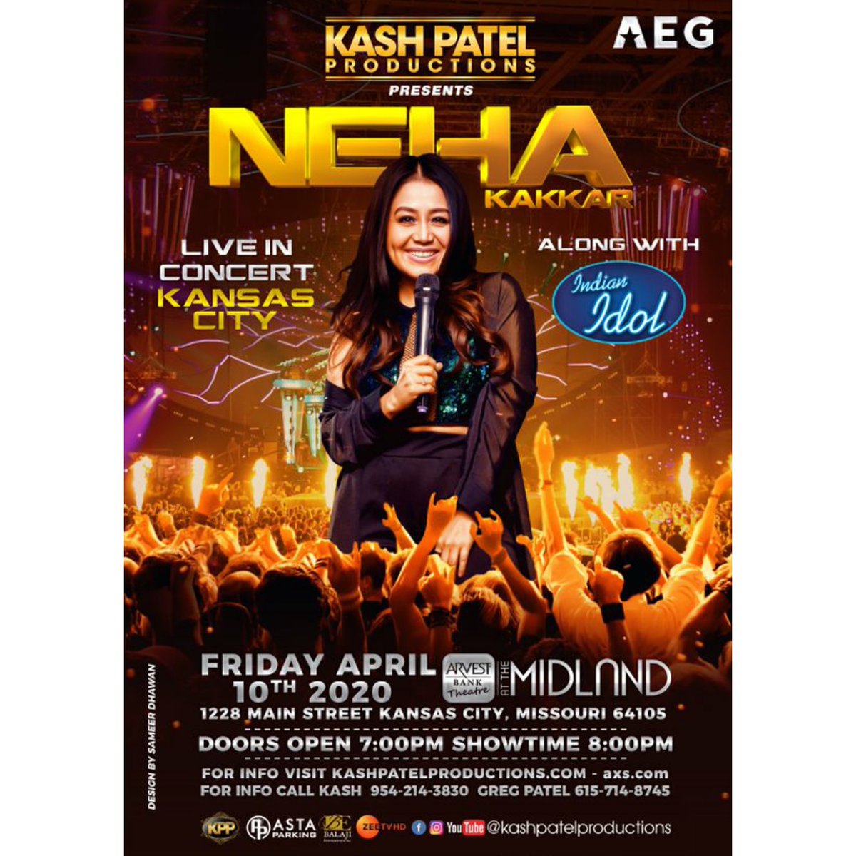 #NehaKakkar is coming to rock your city #Kansas !😍🔥 Presented to you by Kash Patel Productions.❤️
#KashPatelProductions #KashPatel #LiveConcert #BollywoodMusic #Music #IndianIdol #KansasCity #Missouri #Bollywood #CanadaIndians #BollywoodAmerica #CanadaBollywood