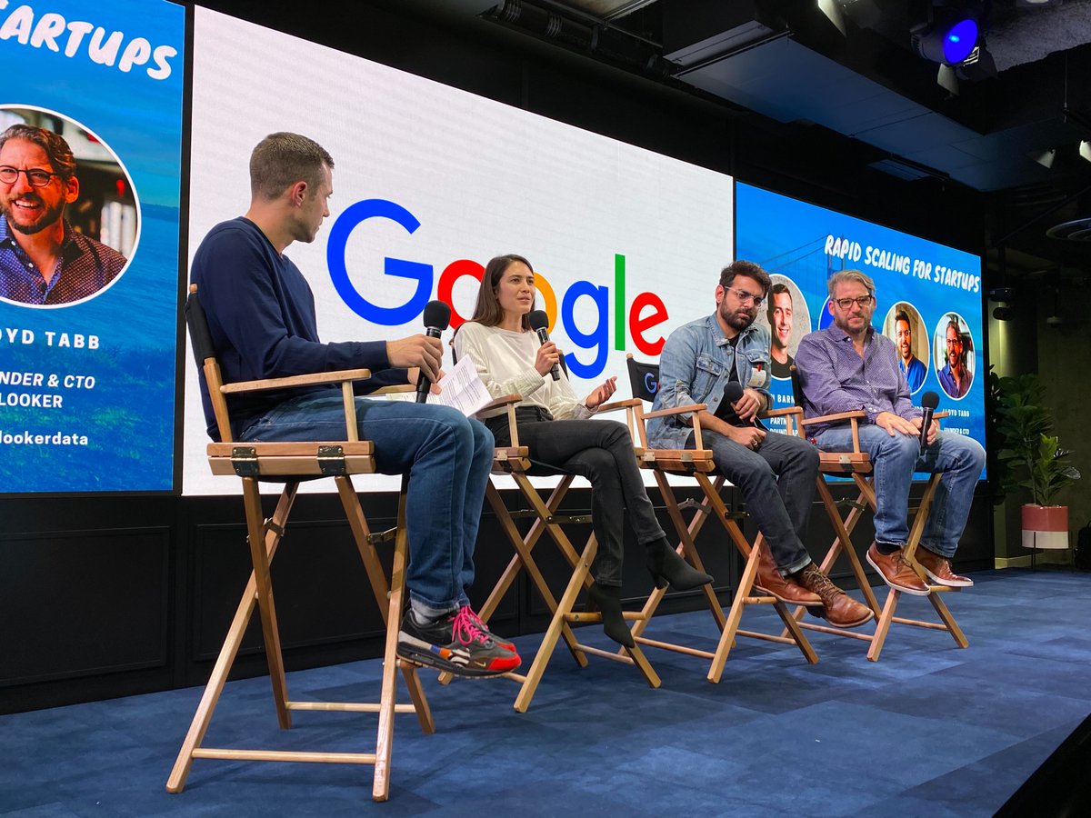 firstround's tweet photo. Great conversation last night on rapid scaling for startups with @phineasb and @ModernFertility's @aftonvechery, @ubiquity6's @AnjneyMidha, and @LookerData's @lloydtabb. Thanks to @googlecloud for hosting this First Round community crew. 💪 https://t.co/O0axLALNSa