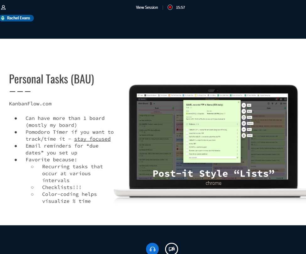 AmigosLibServ's tweet image. at #AmigosWorkSmarter @rachel_catlady  talks #CognitiveTheory #KanbanFlow general #ProjectMangaement and more in "Apps for Actionable Workflows: Tools to Stay In the Loop and On Top of Tasks"