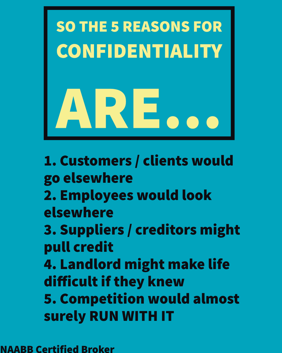 VisionaryBA's tweet image. Business owners (sellers) need a Business broker for 5 main reasons. ALL of these reasons begin and end in CONFIDENTIALITY. A properly trained Business broker protects the confidentiality and integrity at all times.

bbtcblog.wordpress.com/2016/12/20/wha…

#StLouis #Missouri