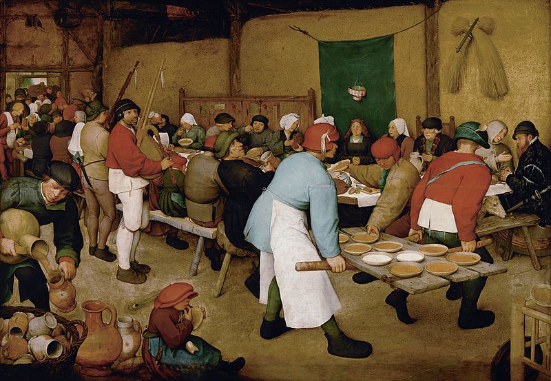 In Nottinghamshire, there was once a custom of throwing wheat at weddings to the cheerful cry of "Bread for life and pudding for ever!"

Art - The Peasant Wedding Pieter Bruegel the Elder
#FolkloreThursday <a href="/FolkloreThurs/">Folklore Thursday</a>