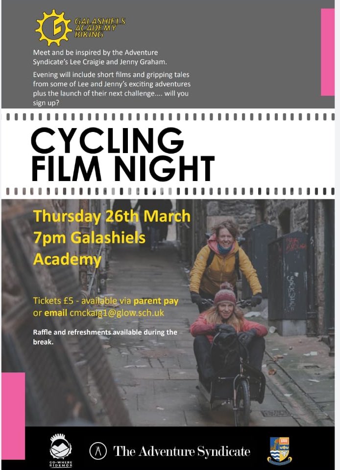 Looking forward to working with <a href="/Gala_Academy/">Galashiels Academy</a> for the second year on delivering a new @GoWhereScotland bothy bikepacking leadership programme for young girls. There’s a fundraiser at the school with special guests <a href="/leecraigie_/">lee craigie</a> and <a href="/jennygrahamis/">Jenny Graham</a>. Spread the word!
