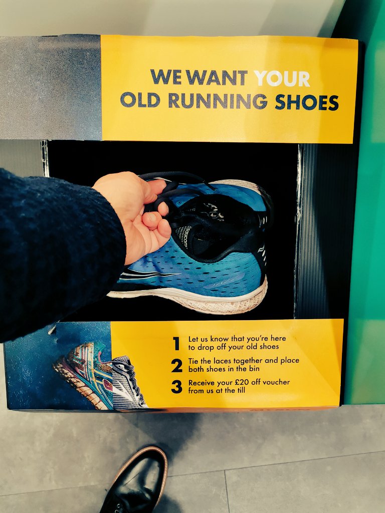 aspey_mark's tweet photo. Retired my #runningshoes today. Over 800 miles and PB's for #5k and #halfmarathon so they've done pretty well. Heels getting a bit sore though and time for a change. Good that @RunnersNeed #recyclemyrun https://t.co/nHvzNzTQZt