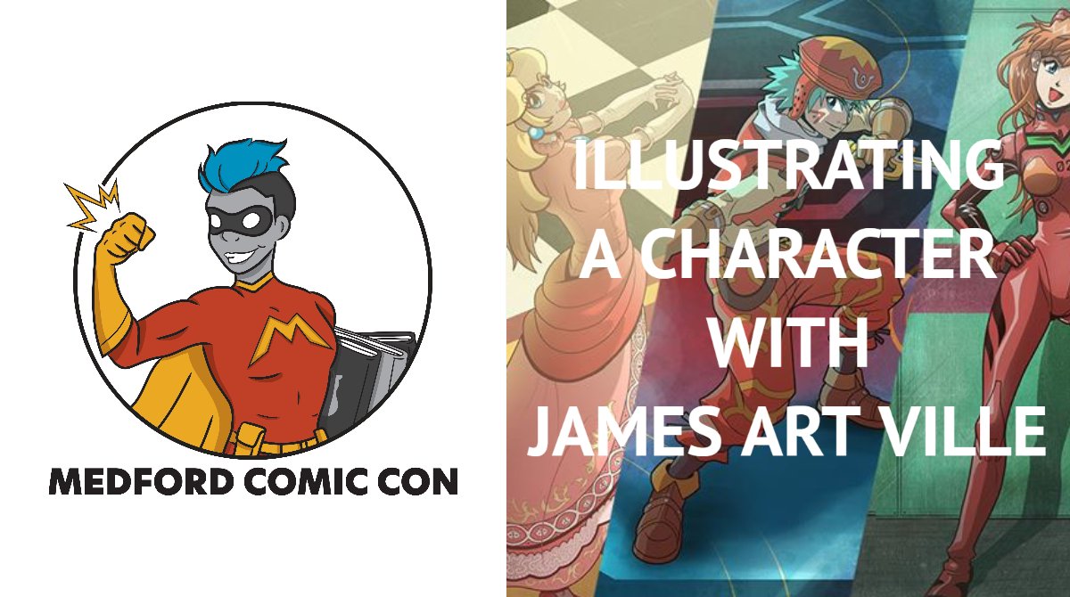 MedfordComicCon's tweet photo. WORKSHOP ALERT!
Illustrating a Character with @jamesartville 
Sunday, April 26th in the RCC - HEC building
1130am-1215pm
Walk through how to illustrate a character from start to finish with an iPAD and Clip Studio Paint!
#MCC2020 https://t.co/3F81VIsH2S