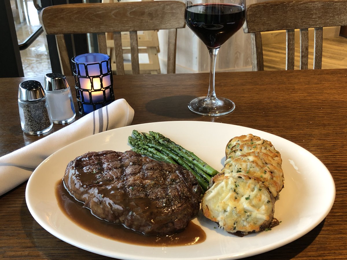 Pair this Grilled #Ribeye Steak served with herb &amp; salt russet potato au gratin, winter asparagus, &amp; demi glace with a glass of <a href="/coppolawine/">Francis Ford Coppola Winery 🍷</a> Claret for the perfect #ValentinesDay dinner. #foodandwine