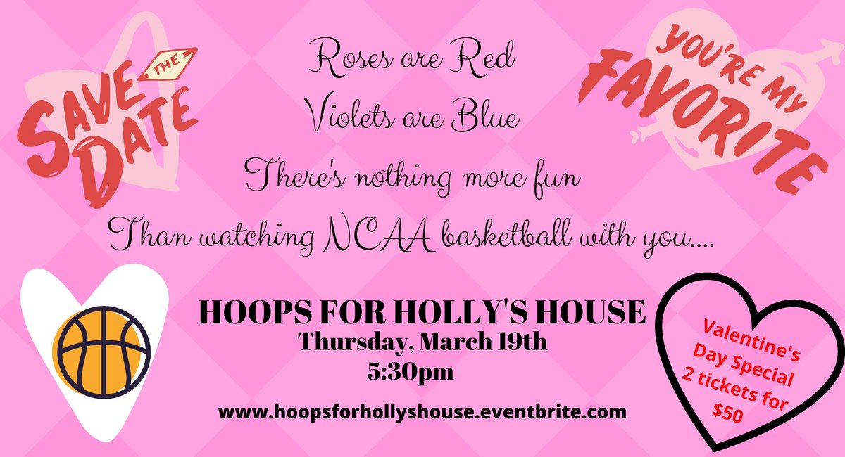 Give 'em what they really want....SPORTS! From midnight tonight (02/13) to 11:59pm tomorrow (02/14) get 2 tix for a total price of $50! That's love! #hollyshouse #hoopsforhollyshouse