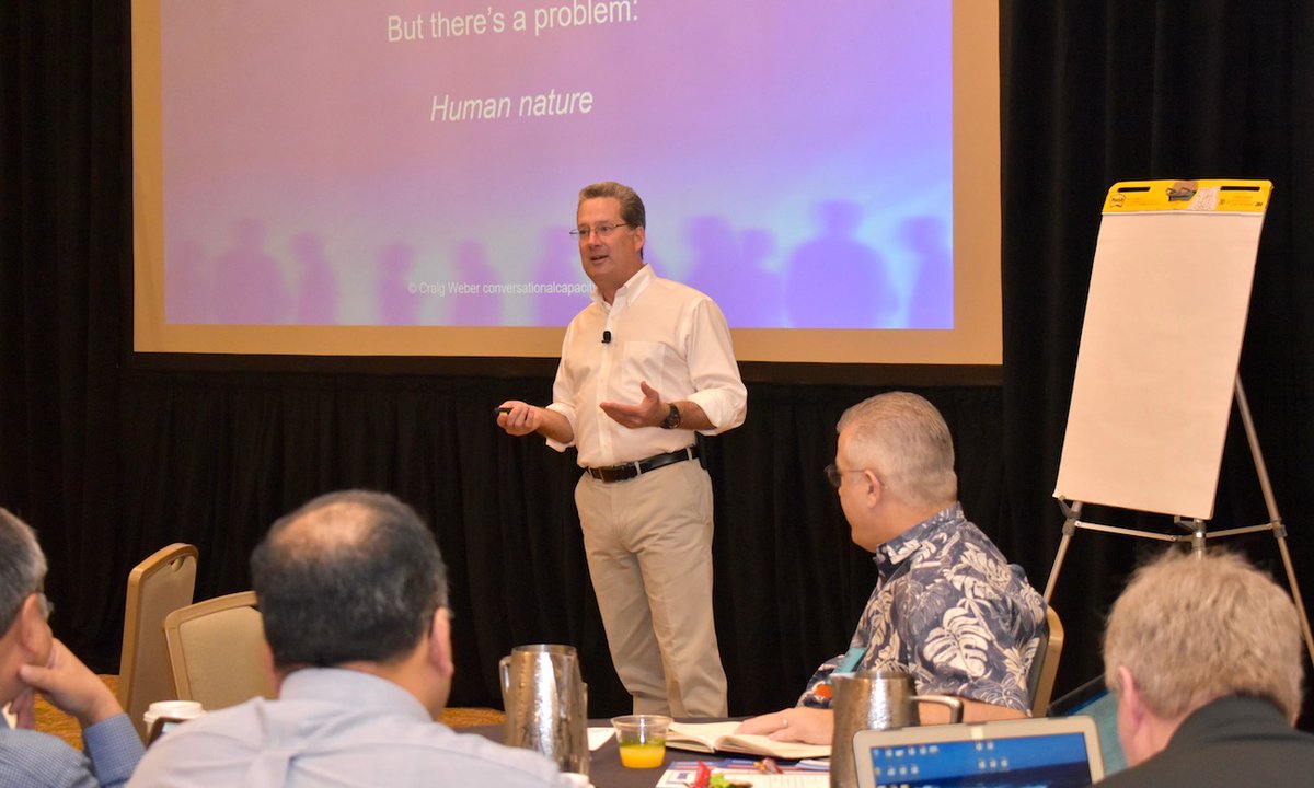 TheRealCUES's tweet photo. Conversational capacity is the ability to engage in constructive, learning-focused dialogue about difficult subjects, in challenging circumstances, and across tough boundaries. Nothing lowers conversational capacity as predictably as authority. - @CraigAWeber at #CUESSymp https://t.co/XBbF89OYXU
