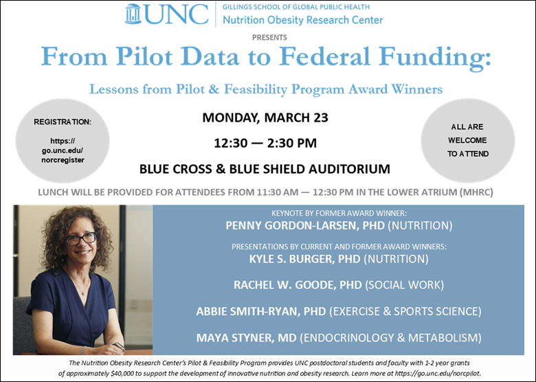 UNCPostdoc's tweet photo. #uncpostdocs working in the areas of obesity and nutrition - Check out the information session "From Pilot Data to Federal Funding" on 3/23/2020 from 12:30 PM - 2:30 pm (MHRC lower atrium) to learn about the Pilot and Feasibility Funding Program. Info: https://t.co/4Z3W6YuspL https://t.co/er62NP9kYj
