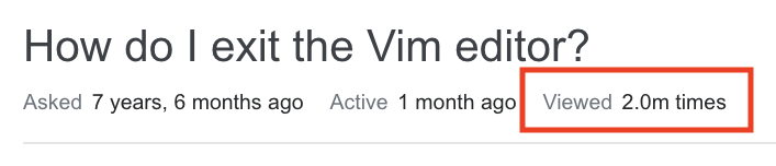 captbaritone's tweet photo. Congratulations @StackOverflow on helping 2 million people exit Vim 📈 https://t.co/igZLvwENs0