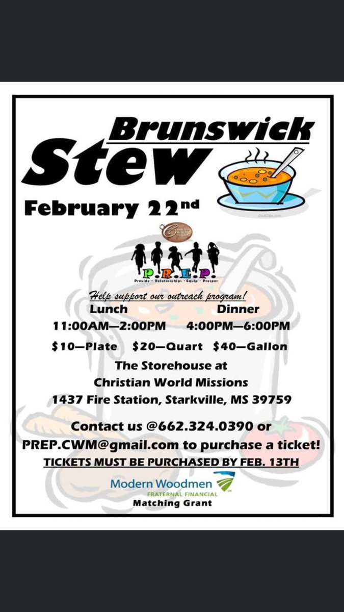 We will be selling them until Monday! Support our children and get a hearty plate of stew 😁