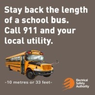 wnhydro's tweet image. Do you know what the safe distance is from a downed wire? 10 metres (33 feet) or the length of a school bus. If you see one stay back , call 911 &amp;amp; your local utility. #RespectThePower.