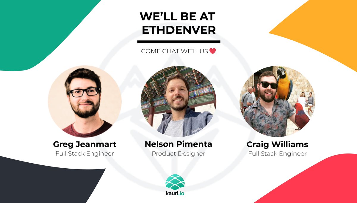 The Kauri team will be at <a href="/EthereumDenver/">ETHDenver 🏔🦬🦄</a>! 

Need another pair of eyes on your project? Simply want to chat? 

Come hang with us! 💚 <a href="/nelsonpmt/">Nelsonp</a> <a href="/craig_williams1/">Wale Agbaje</a> <a href="/GregJeanmart/">Greg Jeanmart | greg.jeanmart.eth</a>
