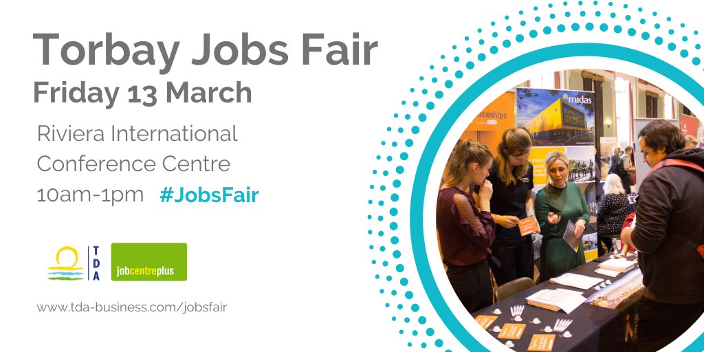 With just a month to go, make sure Friday 13th March is in your diary! If you're looking for a new role, come along to the Torbay Jobs Fair and meet over 60 local businesses all with live roles to fill. #Jobsfair #newjob #employment ow.ly/tSPV50ylwbp