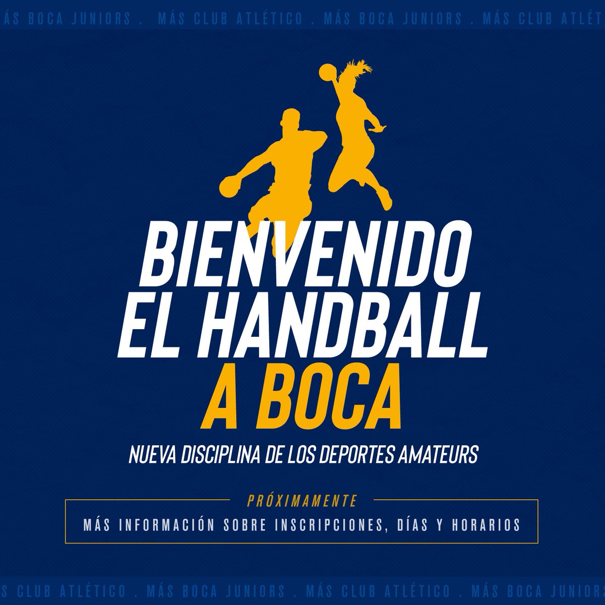 🤾‍♀️¡Bienvenido el handball a #Boca! 🤾‍♂️

Una nueva disciplina olímpica se suma a la propuesta deportiva del club. Próximamente más información sobre  inscripciones, días y horarios.

Cada vez más Boca Juniors.
Cada vez más Club Atlético. ✨