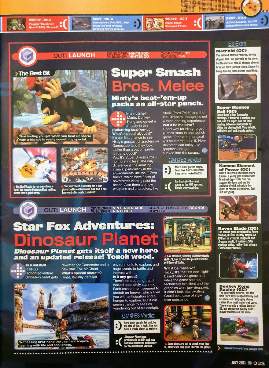 GamesmasterSaid's tweet photo. Issue 109 July 2001
Pt.1 / 4, E3 2001 Special
#StarWars #LuigisMansion #WaveRace #SuperSmashBrosMelee #StarFoxAdventures #Metroid #SuperMonkeyBall #Kameo #RavenBlade #DonkeyKongRacing https://t.co/hs5JlPBrcR