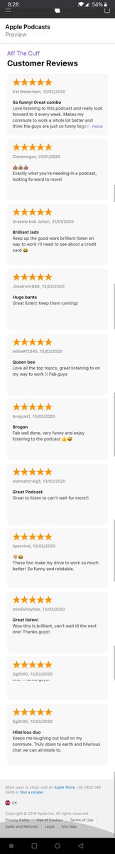 affthecuff's tweet photo. We asked. You listened and delivered. We have had some AMAZINGGG reviews today on @ApplePodcasts π Keep em' coming π€£ #affthecuff #podcast https://t.co/qJHRLm5x0o