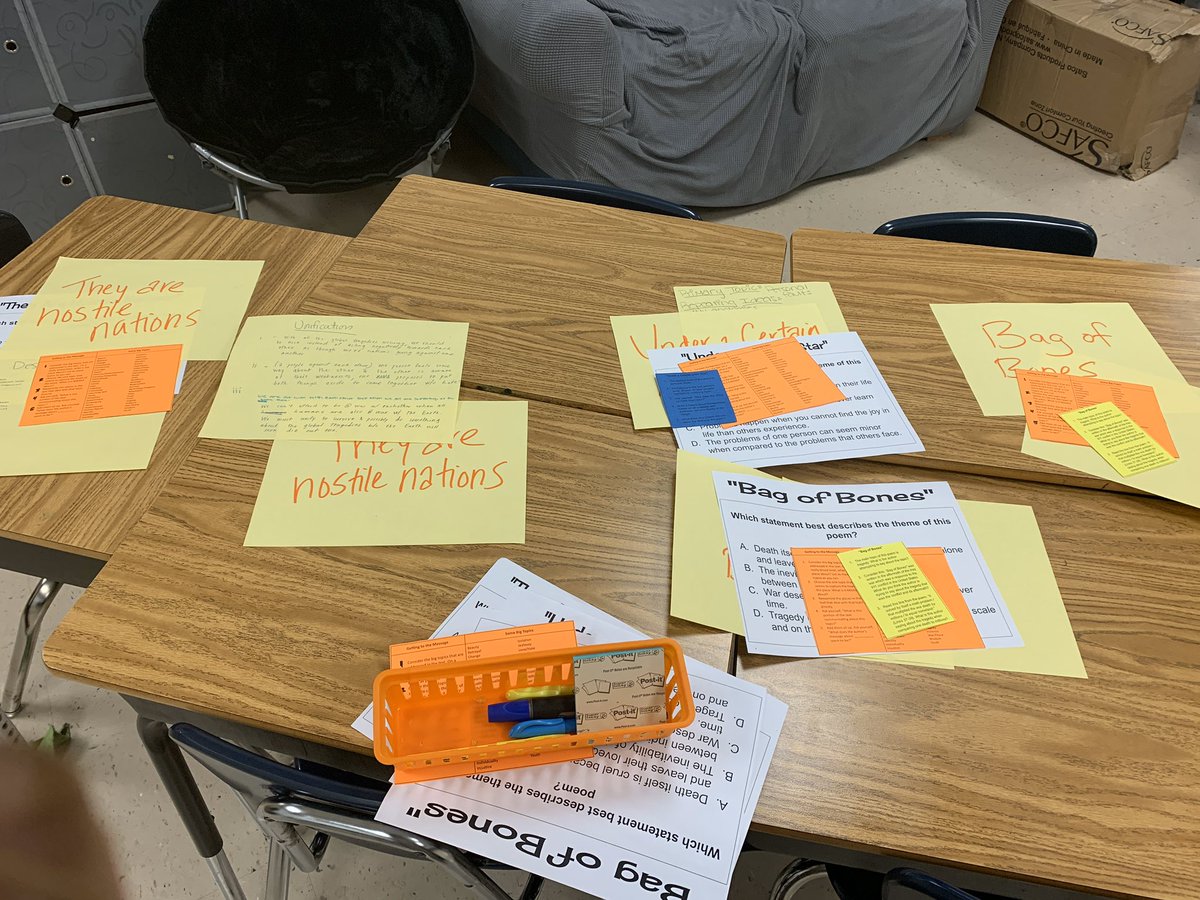 Educator_Ashley's tweet photo. When you start thinking about scaffolding as what you provide students when they need it, you really change what instruction looks like. My students analyzed poems today, and not one group needed all of the scaffolds originally planned! They did great work! @brownheathera https://t.co/eaJbISz1mv