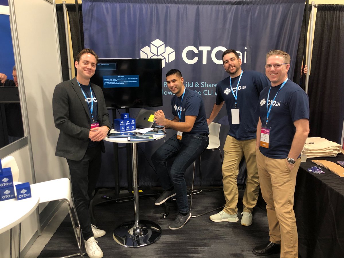 CTO_ai's tweet photo. Attending @DeveloperWeek? Come say hi to us at booth 818, let us show you what developer workflow automation could look like 🚀 #devweek2020 #devopshero https://t.co/5mrVhpiJzm