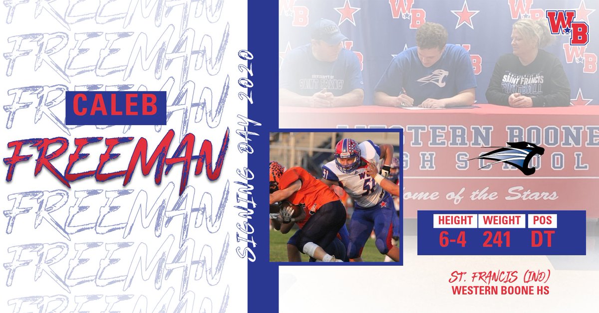 WeBoAthletics's tweet photo. Congratulations to Caleb Freeman of @WeBoFootball as he signs with St. Francis (IND) University today! https://t.co/arqycYck3k