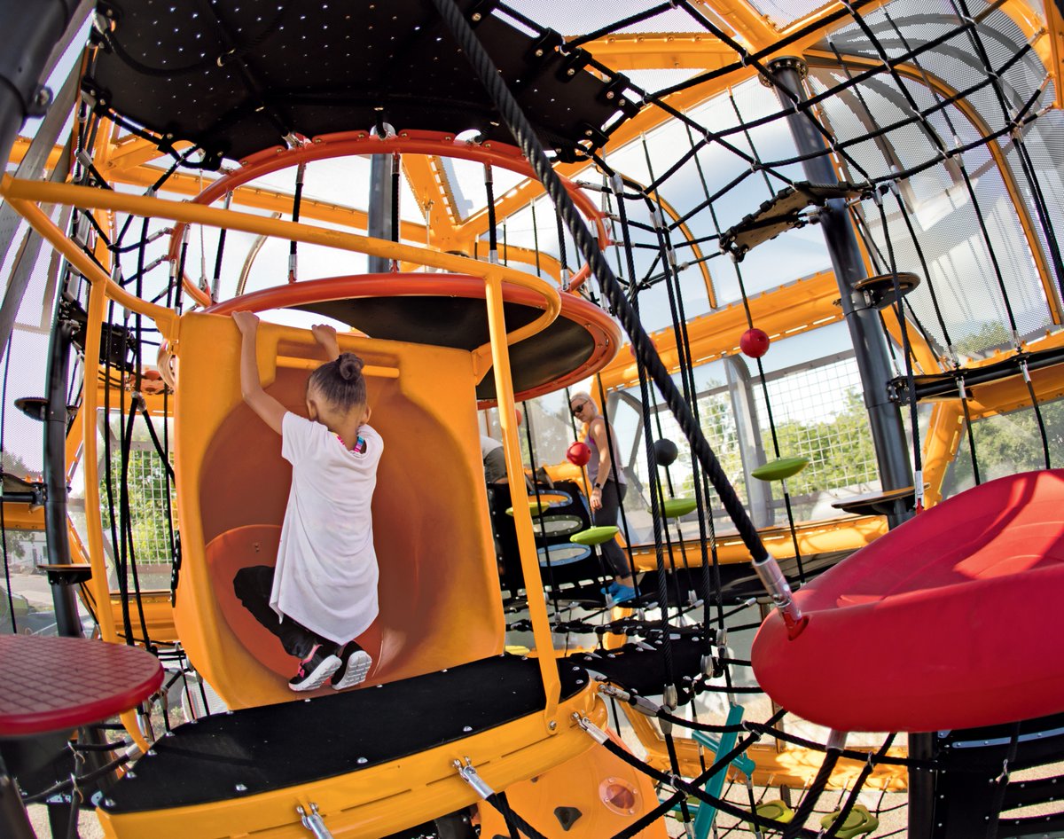 rmrec's tweet photo. At the beginning of a very long ride! Fun fact: The spiral slide inside the Microphone Tower at Paco is about 20 feet tall! 🍊🎙️
#shapedbyplay #themedplay #pacosanchez #play #denver #denverparks #woohoo !! https://t.co/DPbDrcPmyE
