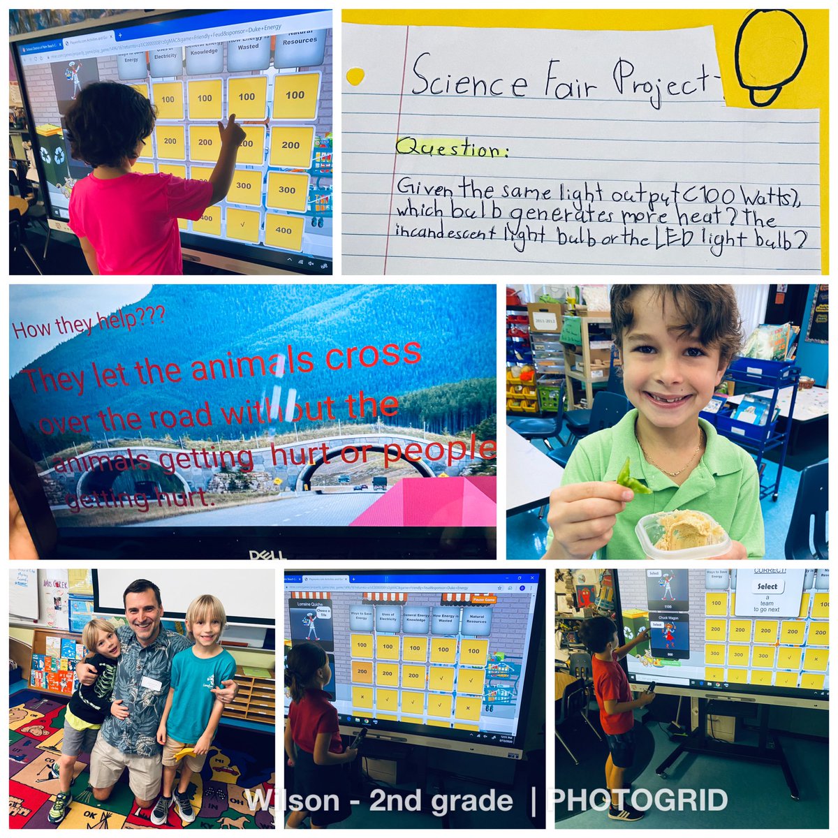 Science: FPL’s Energy jeopardy, science fair project on incandescent vs. LED light bulbs finished, a student enjoying a sweet green pepper from our garden, Ss researching animal land bridges & a special birthday celebration. #Energy @insideFPL @PBCSTEM @PrincipalLCE @leafrivera1