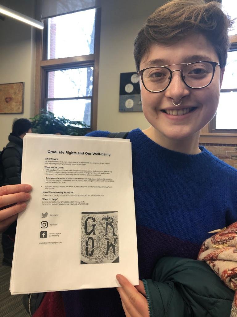 PurdueGrads's tweet photo. Our members are so excited to organize with you that they're walking around campus in the snow to pass out lit! #gradpower #itslit https://t.co/75tS6X0Dhp