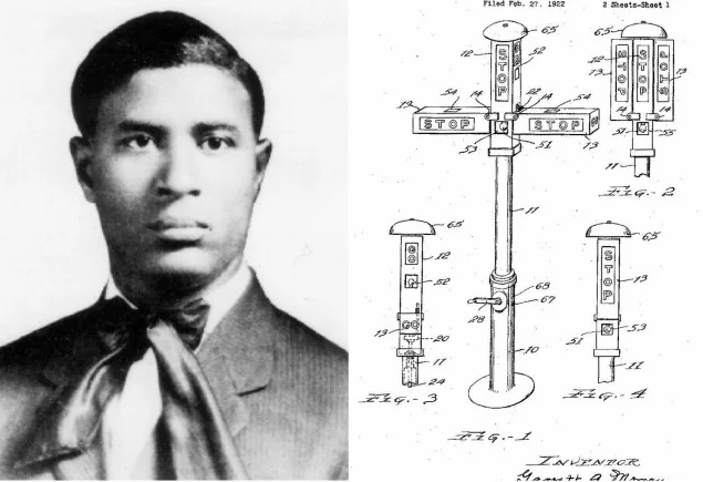Garrett Morgan invented a 3-phase traffic signal after witnessing a serious crash in Cleveland, patenting it in 1923.  http://transportation.gov/connections/garrett-augustus-morgan-inventor-gas-mask-and-traffic-signal