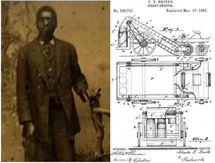 Charles B. Brooks patented improvements to the street sweeper in 1896: a system of revolving brushes that could be exchanged with scrapers for snow removal.  http://thoughtco.com/charles-brooks-inventor-4077401