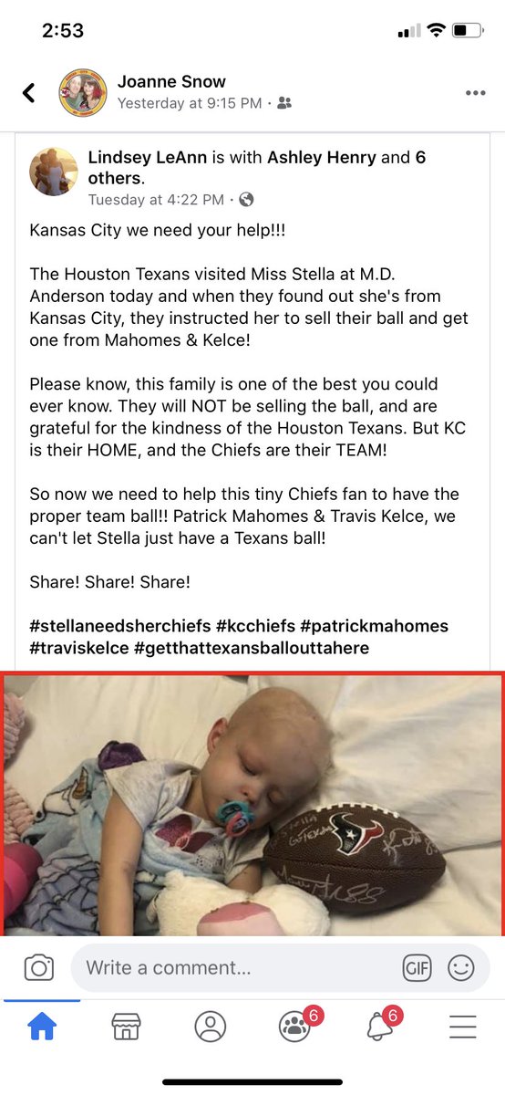dirty_fight's tweet image. Gonna give this a try then I’ll leave the Chiefs alone. @PatrickMahomes @tkelce this is our friend Stella from Lees Summit. She’s getting brain cancer treatment in Houston. Pls see the images and what the Texans did 😊 ✌️