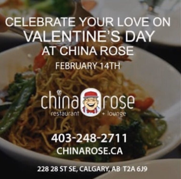 Come down to China Rose Restaurant Tomorrow for Our Valentines Day Special With with our wonderful buffet dinner from 5-9! 

#Chinaroseyyc #yyceats #chinesefood #bestchinesefoodinyyc #calgary #calgaryeats #yyc #valentinesday2020 #valentinesbuffetdinner #celebratelove