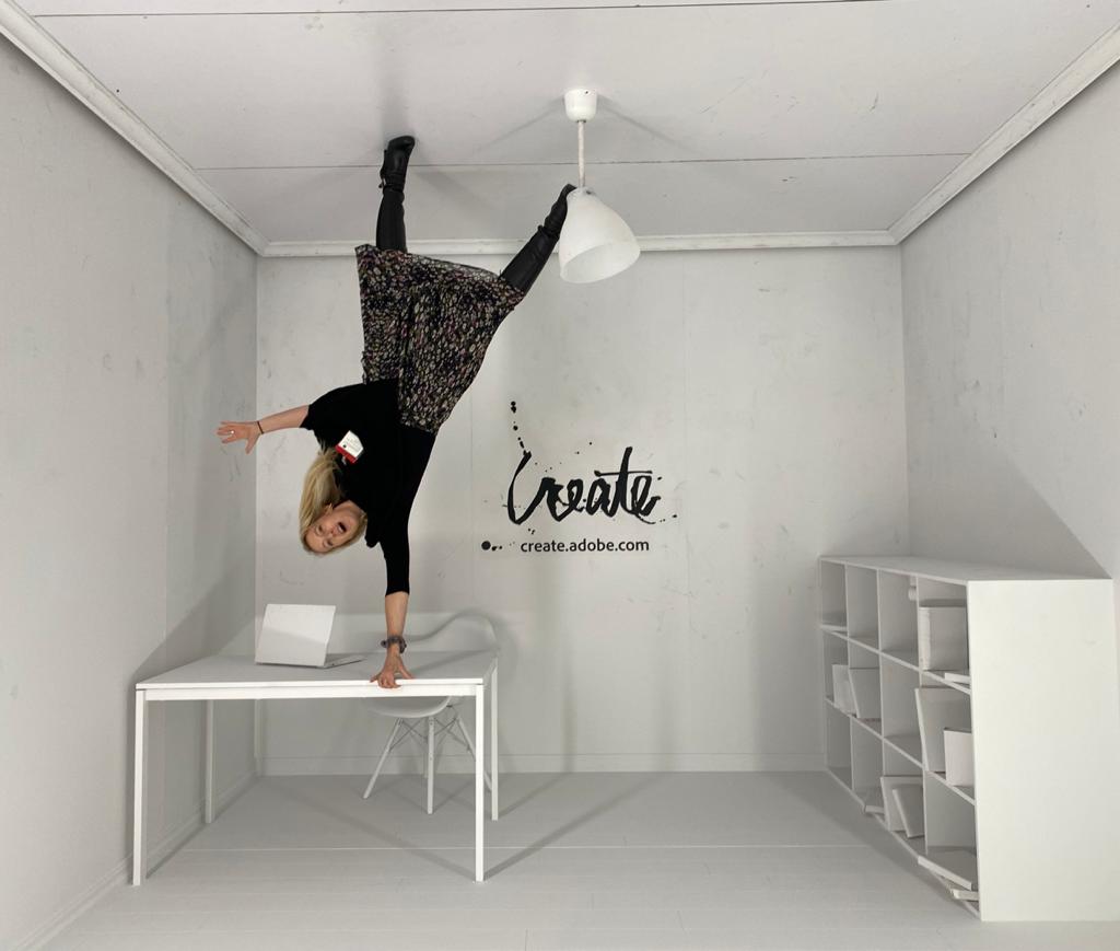 Townley in town...upside down! #adobelife #crazycolleagues #townleysiliconvalley