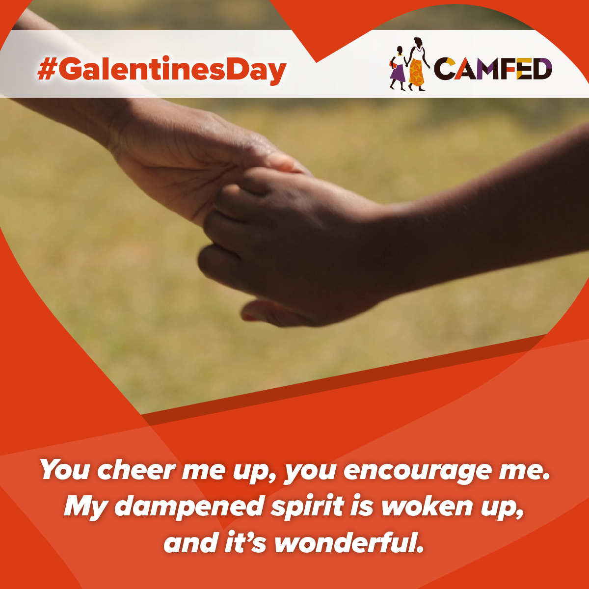 Camfed's tweet photo. Who cheers your spirit? Let them know this #GalentinesDay π
You cheer me up, you encourage me. My dampened spirit is woken up, and itβs wonderful.
#Galentines #WomenSupportWomen #ValentinesDay #AltValentines #Empowerment https://t.co/Kt5sITrg74