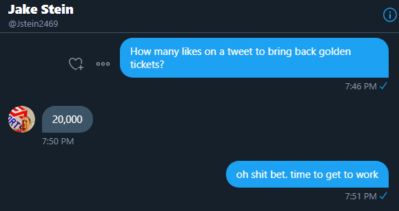 Gutfoxx's tweet image. THIS IS NOT A DRILL! 20,000 LIKES ON THIS TWEET AND EA WILL BRING BACK GOLDEN TICKETS IN MADDEN 20. @Jstein2469 has promised to make it so. Please like, retweet and share with everyone you know. Scream it from the mountain tops, employ your town crier. Anything. We need this.