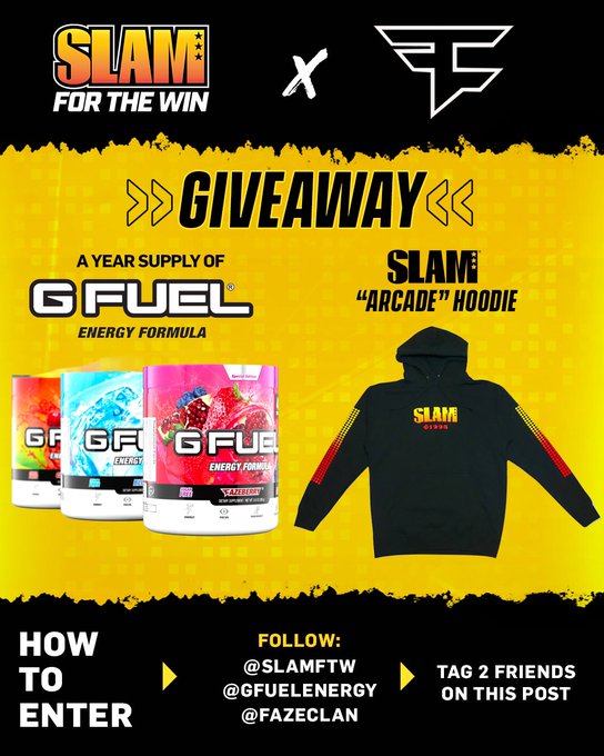 GFuelEnergy's tweet image. 🚨🚨🚨 FLASH GIVEAWAY 🚨🚨🚨

HOW TO ENTER:

👍 Must be following @SLAMftw + @GFuelEnergy + @FaZeClan
❤️ Like + RT + Tag two friends in the comments below