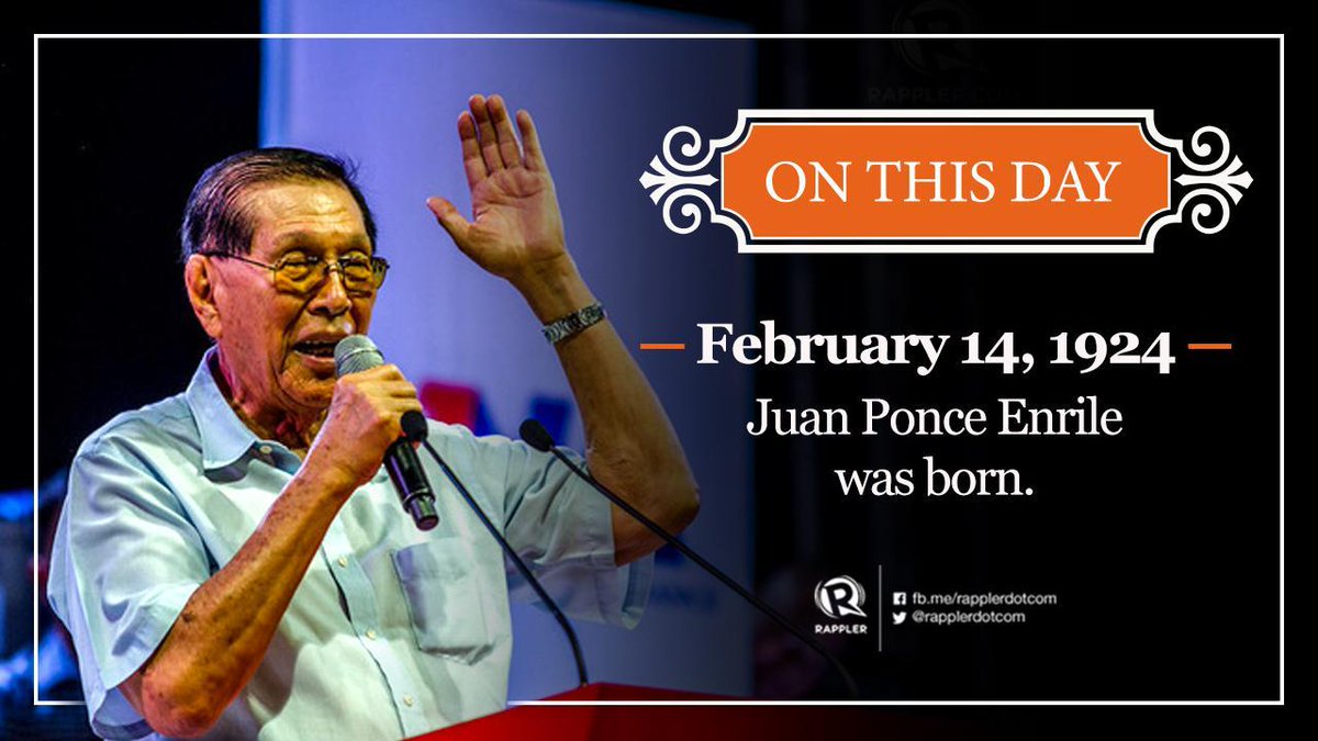 rapplerdotcom's tweet photo. Former senator Juan Ponce Enrile turns 96 today. In 2018, when asked about his “secret” to vitality, Enrile said, “Who knows? I might outlive the others who are in the Senate today. I’m not saying that I’m immortal, but only God knows.”

Hbd. #OnThisDay https://t.co/WY2Vm22K88
