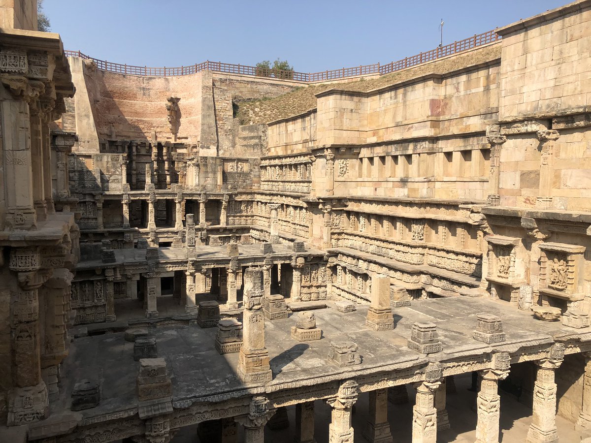 ShefVaidya's tweet photo. Another dream fulfilled. Exploring the  1000 year old step-well, ‘Rani Udaymati Ki Vaav’ at Patan, Gujarat with a soul sister! The Vaav is like an inverted temple that goes seven storeys deep and was fully excavated  only in the 1980s. It is an @UNESCO world heritage site. https://t.co/oIvgeZLBu1
