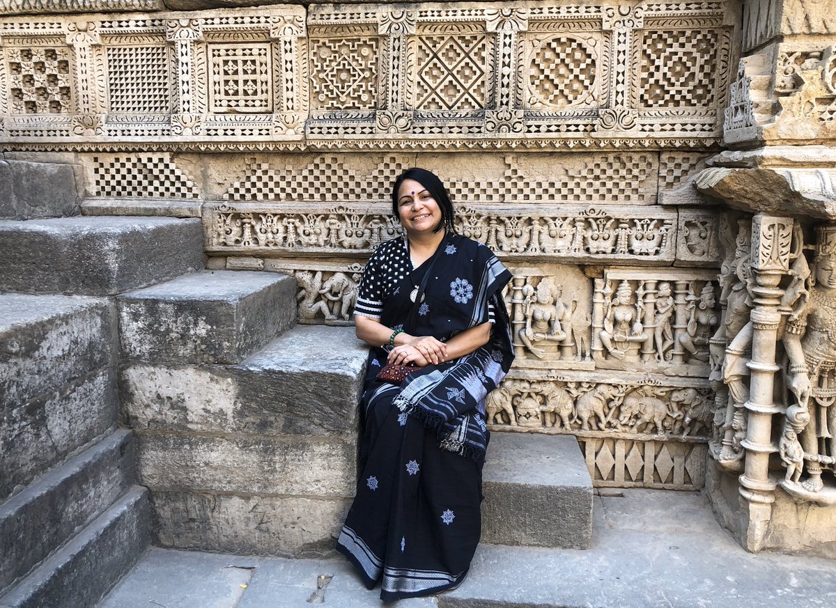 ShefVaidya's tweet photo. Another dream fulfilled. Exploring the  1000 year old step-well, ‘Rani Udaymati Ki Vaav’ at Patan, Gujarat with a soul sister! The Vaav is like an inverted temple that goes seven storeys deep and was fully excavated  only in the 1980s. It is an @UNESCO world heritage site. https://t.co/oIvgeZLBu1