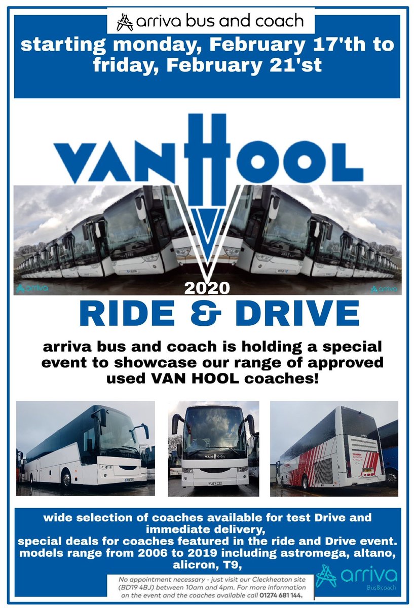 Join us next week for some event only deals on our used vanhool Range, including some of the first Vanhool Ex's to enter the used market, come and see us monday to friday and try them out for yourself at #arrivabusandcoach your place to buy Quality approved used vehicle, #Vanhool