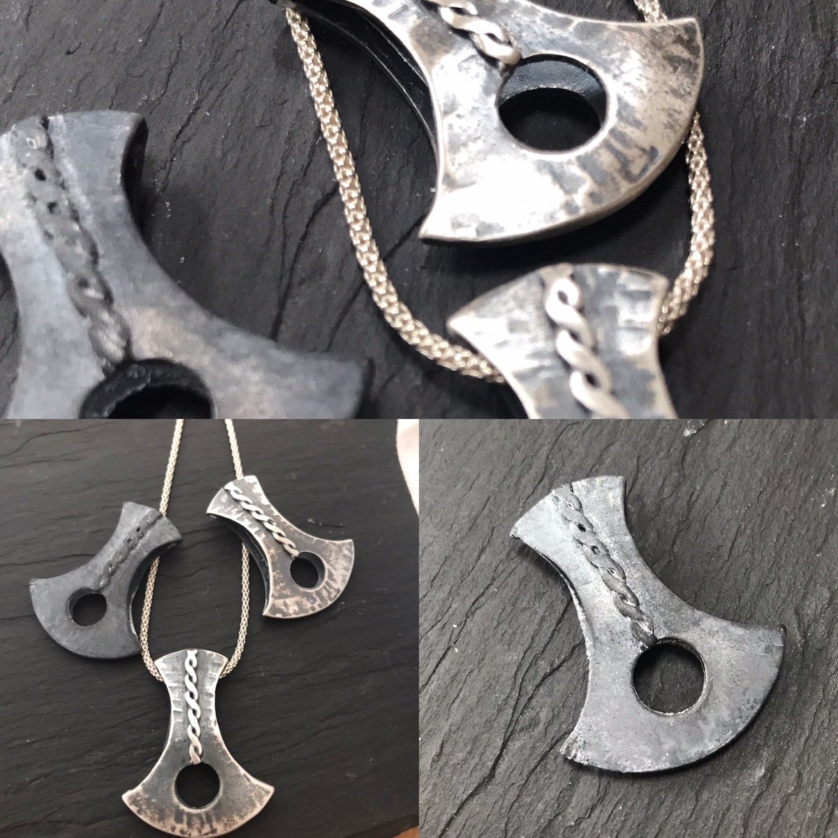 banshee_silver's tweet photo. Experimenting with a little alchemy and oxidisation... axe heads as though from an archaeological dig @NMIreland @NtlMuseumsScot #axe #elfshot https://t.co/ctVcH8D0Ak