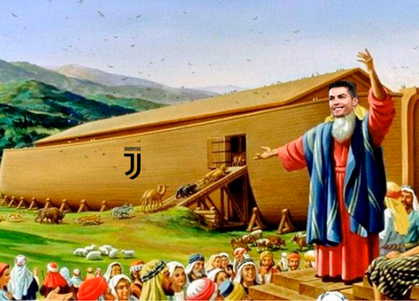 CR7Brasil's tweet photo. "Então o Senhor disse a Cristiano Ronaldo: "Entre na arca (Juventus), você e toda a sua família [...] leve com você cada animal a fim de preservá-los em toda a terra. E Cristiano Ronaldo fez tudo como o Senhor lhe tinha ordenado."

Gênesis 7:1-5

É bíblico. https://t.co/wH4YmimJ5k