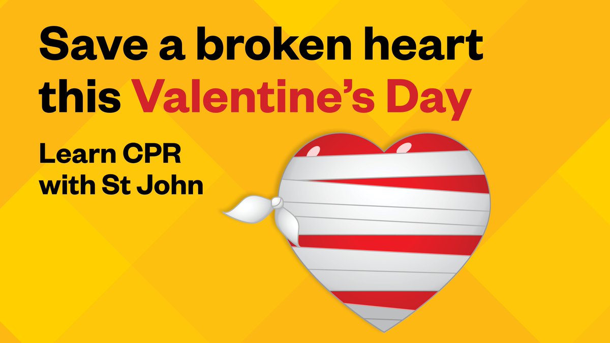 StJohnNZ's tweet image. 'Tis the day of all things related to the 💛 and we want all Kiwis to learn how to respond to a #cardiac arrest. If you've never learnt how to do #CPR or use an #AED, find out more about our first aid courses here: stjohn.org.nz/first-aid/ #ValentinesDay #RestartaHeart #firstaid
