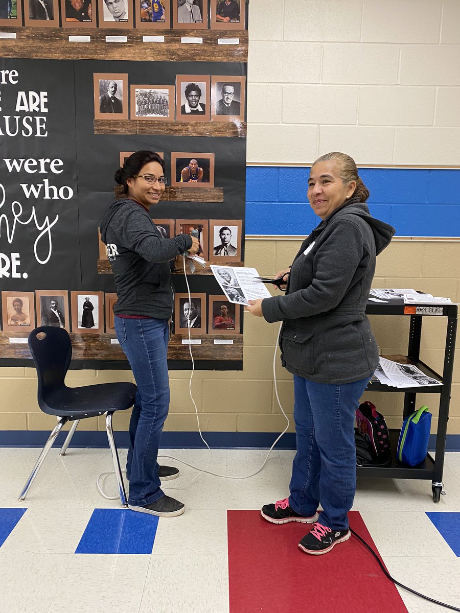 Black History Month display! Pictures, Bios, and Bookmarks! Thank you PTA for helping us hang our display! @NISDElemSS @NISDFields @NISD #socialstudiesmatters #nisdlegend #BlackHistoryMonth2020
