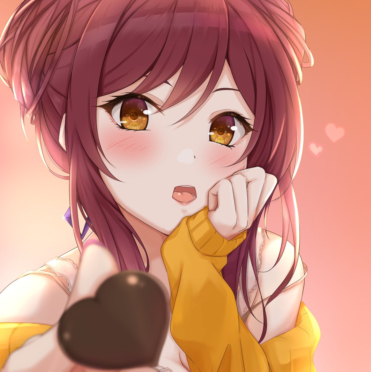 大崎甘奈 「はい、あーん♡
#ハッピーバレンタイン 」|柚結ゆずのイラスト