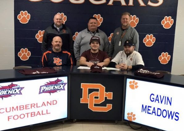Congrats to <a href="/GavinFosterMea2/">Gavin Meadows 🌟</a> for signing with <a href="/CumberlandFB/">Cumberland University Football</a>!
@DCCougarFB #11N4 ✌️