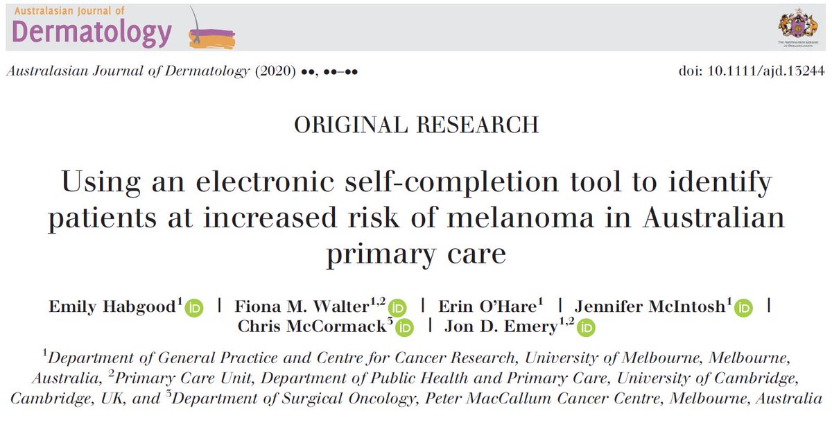 Some of my PhD research is finally published! 😀

Showing a risk-stratified tool using the Williams model was acceptable and feasible for patients to self-complete in general practice clinics. bit.ly/38r4LL8
<a href="/fmw22/">Fiona Walter</a> <a href="/jenmcintosh22/">Dr Jennifer McIntosh</a> <a href="/ProfJonEmery/">Jon Emery</a>