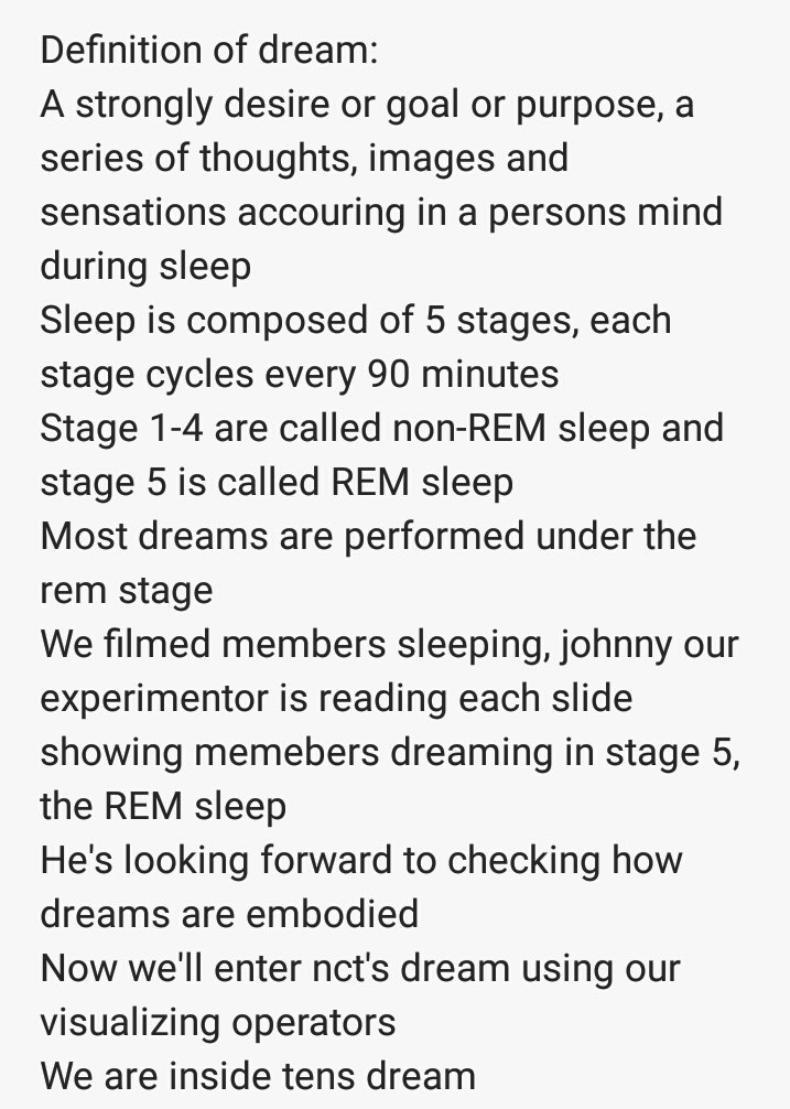 In the first episode of nctmentary, dream lab, they explain the "concept" of nct and the definition of dream, what effects our dreams and how everything is possible in dreams! (I wrote the entire script of the 5 episodes)