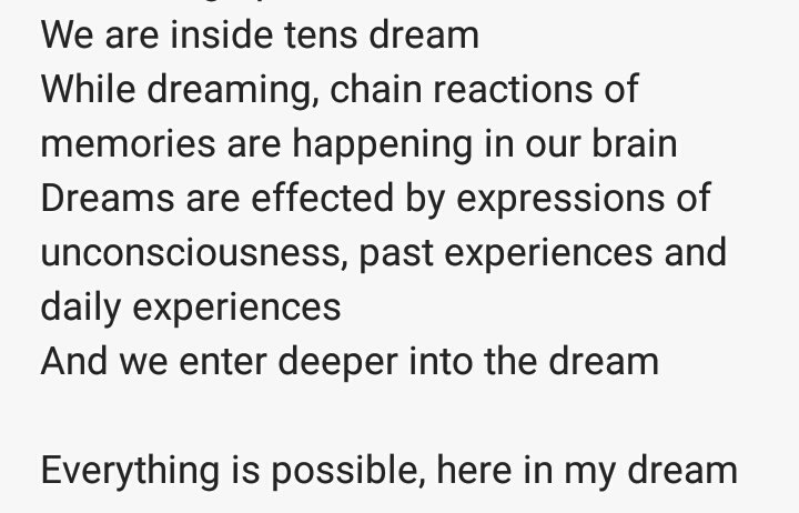 In the first episode of nctmentary, dream lab, they explain the "concept" of nct and the definition of dream, what effects our dreams and how everything is possible in dreams! (I wrote the entire script of the 5 episodes)