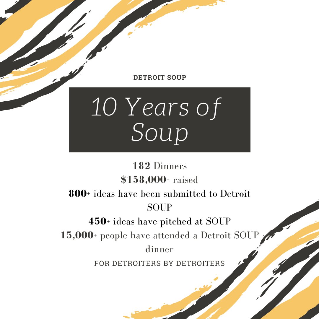 DetroitSOUP's tweet photo. #10YearsOfSoup and 10 years of stats! Thank you Detroit for making this possible! https://t.co/mw74DdEve8