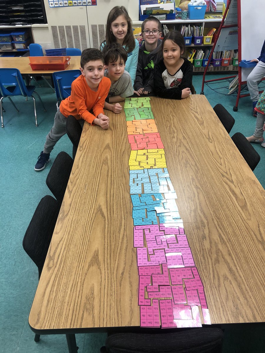 First gr <a href="/Harmony_NJ/">Erik M. Paulson</a> had so much fun trying new math activities thanks to <a href="/val_dematteo/">Mrs. DeMatteo</a>! Used dice to count on &amp; create bundles of ten-we made 13 bundles &amp; counted to 130! Also realized we could put all of our hundreds chart puzzles together to make one big puzzle from 101-1000!